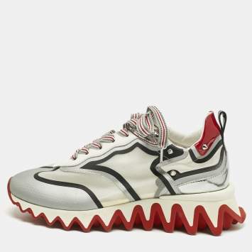Pre Owned Christian Louboutin White Leather and Mesh Sharkina Low Top Sneakers Size 36