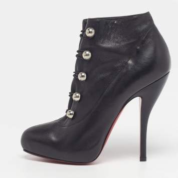 Pre Owned Christian Louboutin Ron Fifi Size 36 Black Leather Booties