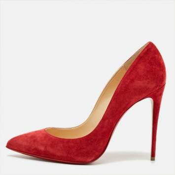 Pre Owned Christian Louboutin So Kate Size 39 Red Suede Pumps