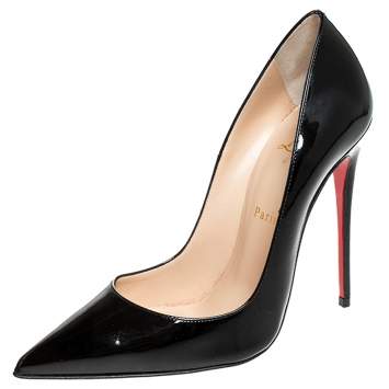 Pre Owned Christian Louboutin Black Patent Leather So Kate Pointed Toe Pumps Size 37.5