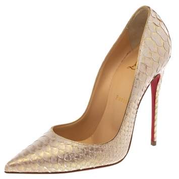 Pre Owned Christian Louboutin Metallic Python So Kate Pointed Toe Pumps Size 37