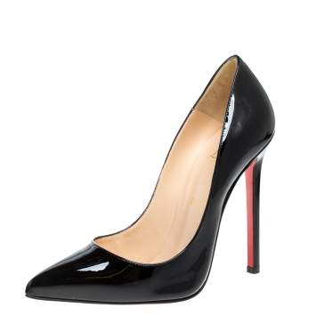 Pre Owned Christian Louboutin Black Patent Leather Pigalle Pointed Toe Pumps Size 38