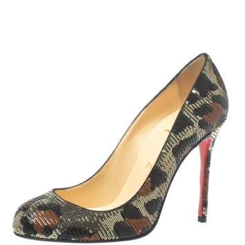 Pre Owned Christian Louboutin Multicolor Leopard Sequin Paillettes Leopa Pumps Size 38