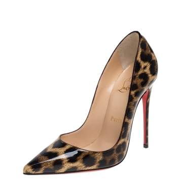 Pre Owned Christian Louboutin Multicolor Leopard Print Patent So Kate Pointed Toe Pump Size 36