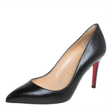 Pre Owned Christian Louboutin Black Leather Pigalle Pointed Toe Pumps Size 37