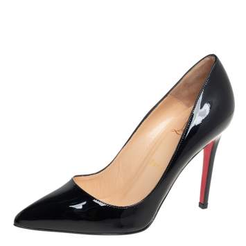 Pre Owned Christian Louboutin Black Patent Leather Pigalle Pointed Toe Pumps Size 38