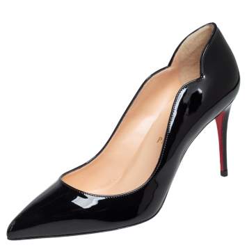 Pre Owned Christian Louboutin Black Patent Leather Hot Chick  Pumps Size 38