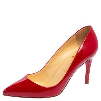 Pre Owned Christian Louboutin Red Patent Leather Pigalle Pointed Toe Pumps Size 39