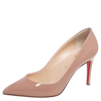 Pre Owned Christian Louboutin Beige Patent Leather Pigalle Pointed Toe Pumps Size 39