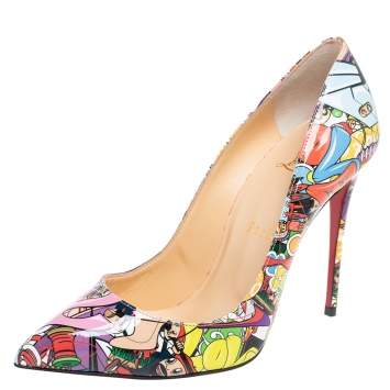 Pre Owned Christian Louboutin Multicolor Patent Leather Pigalle Follies Patent Trash Pumps Size 37