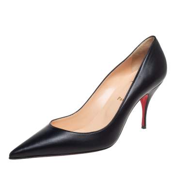 Pre Owned Christian Louboutin Black Leather Clare Pointed Toe Pumps Size 40