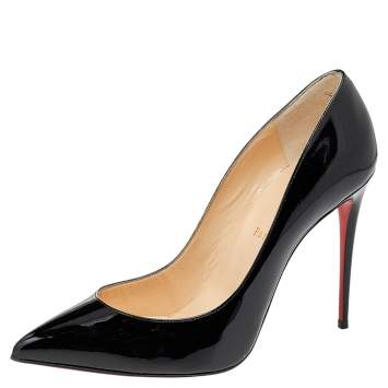 Pre Owned Christian Louboutin Black Patent Leather Pigalle Follies Pointed Toe Pumps Size 40.5