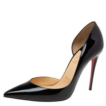 Pre Owned Christian Louboutin Black Patent Leather Iriza Pumps Size 40