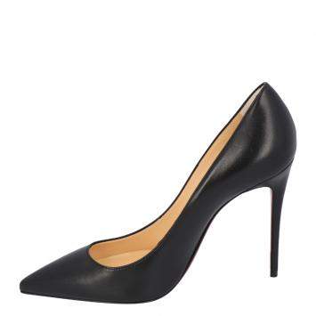 Pre Owned Christian Louboutin Black Nappa Leather 100mm Kate Pumps EU 39