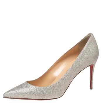 Pre Owned Christian Louboutin Dull Gold Glitter Kate Pumps Size 39
