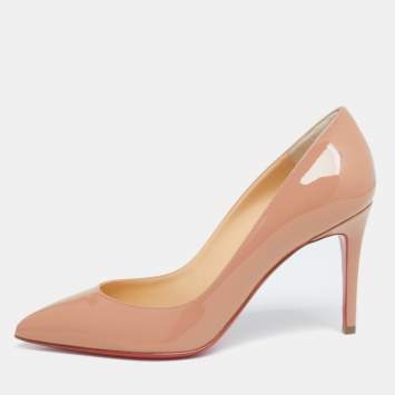 Pre Owned Christian Louboutin Nude Patent Leather Pigalle Pumps Size 38