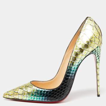 Pre Owned Christian Louboutin Metallic Mermaid Python Leather So Kate Pumps Size 38.5