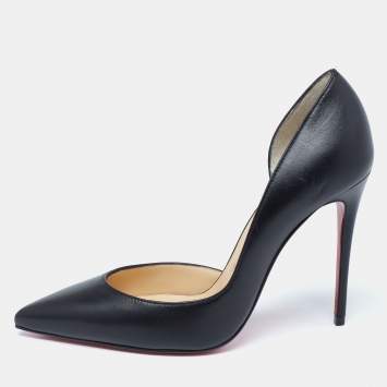 Pre Owned Christian Louboutin Black Leather Iriza D'orsay Pumps Size 36.5