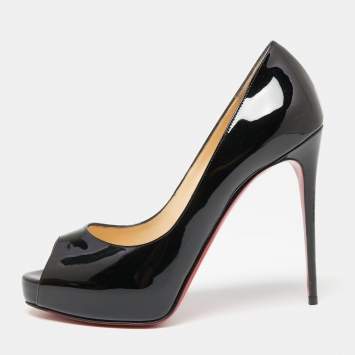 Pre Owned Christian Louboutin Black Patent Leather New Very Prive Pumps Size 37