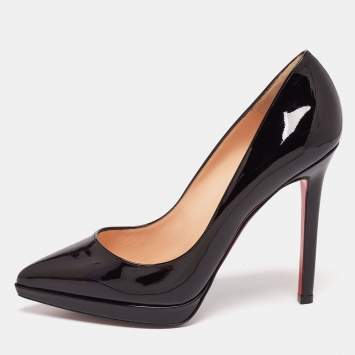 Pre Owned Christian Louboutin Black Patent Leather Pigalle Plato Pumps Size 35.5