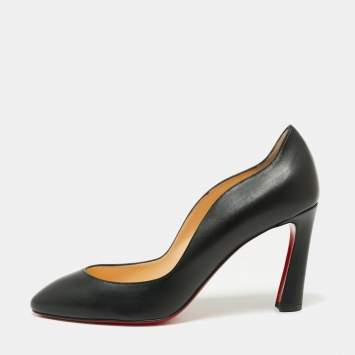 Pre Owned Christian Louboutin Black Leather Agneska Pumps Size 39.5