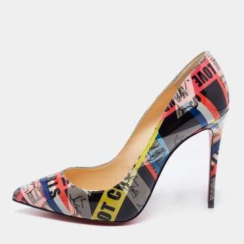 Pre Owned Christian Louboutin Multicolor Printed Patent Leather Pigalle Follies Pumps Size 37.5