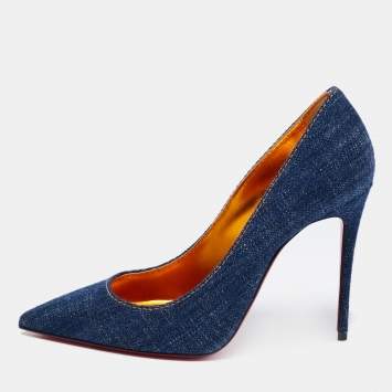 Pre Owned Christian Louboutin Dark Blue Denim Kate Pumps Size 38