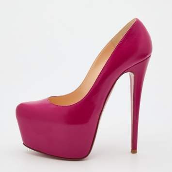 Pre Owned Christian Louboutin Pink Leather Daffodile Platform Pumps Size 39.5