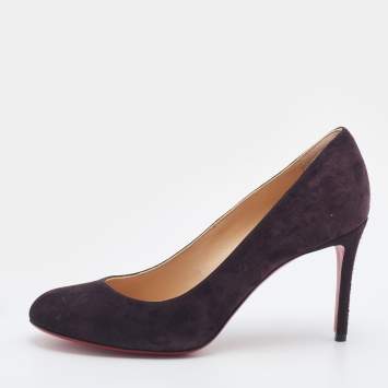 Pre Owned Christian Louboutin Burgundy Suede Fifi Pumps Size 38