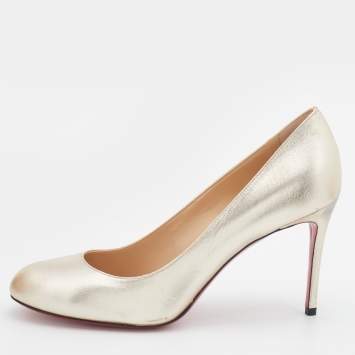 Pre Owned Christian Louboutin Metallic Gold Leather Fifi Pumps Size 38