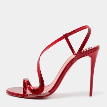 Pre Owned Christian Louboutin Red Patent Leather Rosalie Sandals Size 39