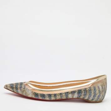 Pre Owned Christian Louboutin Multicolor Glitter and Leather Paulina Ballet Flats Size 39.5