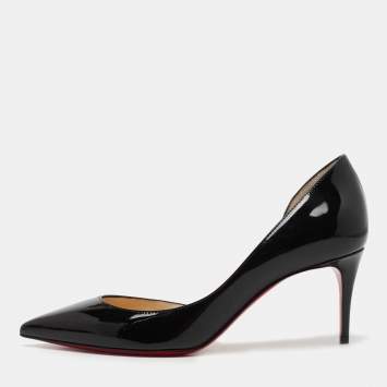 Pre Owned Christian Louboutin Black Patent Leather Iriza Pumps Size 35