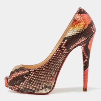 Pre Owned Christian Louboutin Multicolor Python Very Prive Pumps Size 37.5