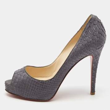 Pre Owned Christian Louboutin Grey Python Very Prive  Pumps Size 37.5
