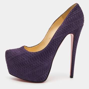 Pre Owned Christian Louboutin Purple Python Daffodile Pumps Size 39