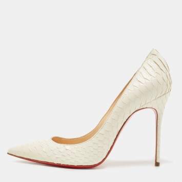 Pre Owned Christian Louboutin Off White Python Kate Pumps Size 38.5