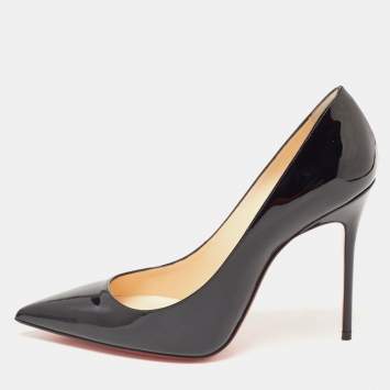 Pre Owned Christian Louboutin Black Patent Leather Kate Pumps Size 38.5