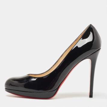 Pre Owned Christian Louboutin Black Patent Leather New Simple Pumps Size 41