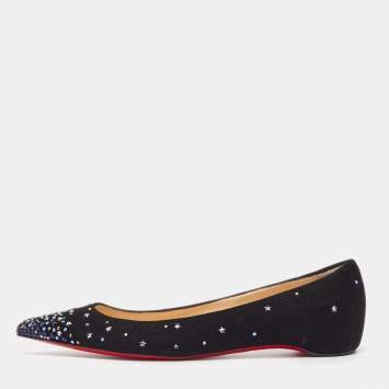Pre Owned Christian Louboutin Black Suede Gravitanita Ballet Flats Size 40