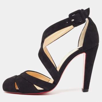 Pre Owned Christian Louboutin Black Suede Estradouche Pumps Size 35.5