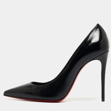 Pre Owned Christian Louboutin Black Patent Leather Kate Pumps Size 36