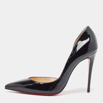 Pre Owned Christian Louboutin Black Patent Patent Iriza Pumps Size 35