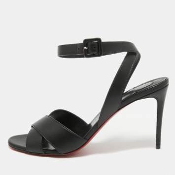 Pre Owned Christian Louboutin Black Leather Mariza Sandals Size 41