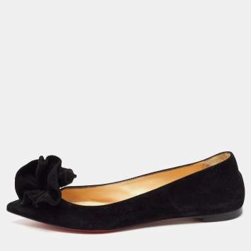 Pre Owned Christian Louboutin Black Suede Anemosea Ballet Flats Size 38
