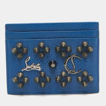 Pre Owned Christian Louboutin Blue Leather Kios Card Holder