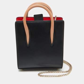 Pre Owned Christian Louboutin Black Leather Nano 2Way Spike Paloma Tote
