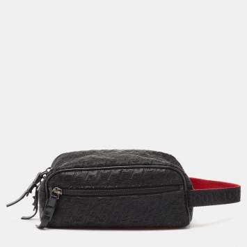 Christian Louboutin Black Textured Rubber Blaster Toiletry Pouch