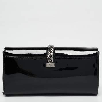 Pre Owned Christian Louboutin Black Patent Leather Catalina Clutch