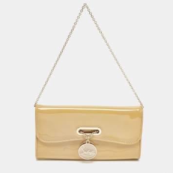 Christian Louboutin Beige Patent Leather Riviera Chain Clutch